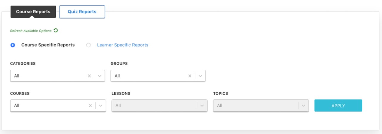 Track learner progress with customisable reports that show completions, quiz results, and engagement